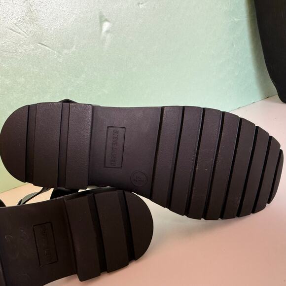 Steve Madden Black Fisherman Leather Sandals • Chunky Platform Gladiator Size 7 - Picture 7 of 9